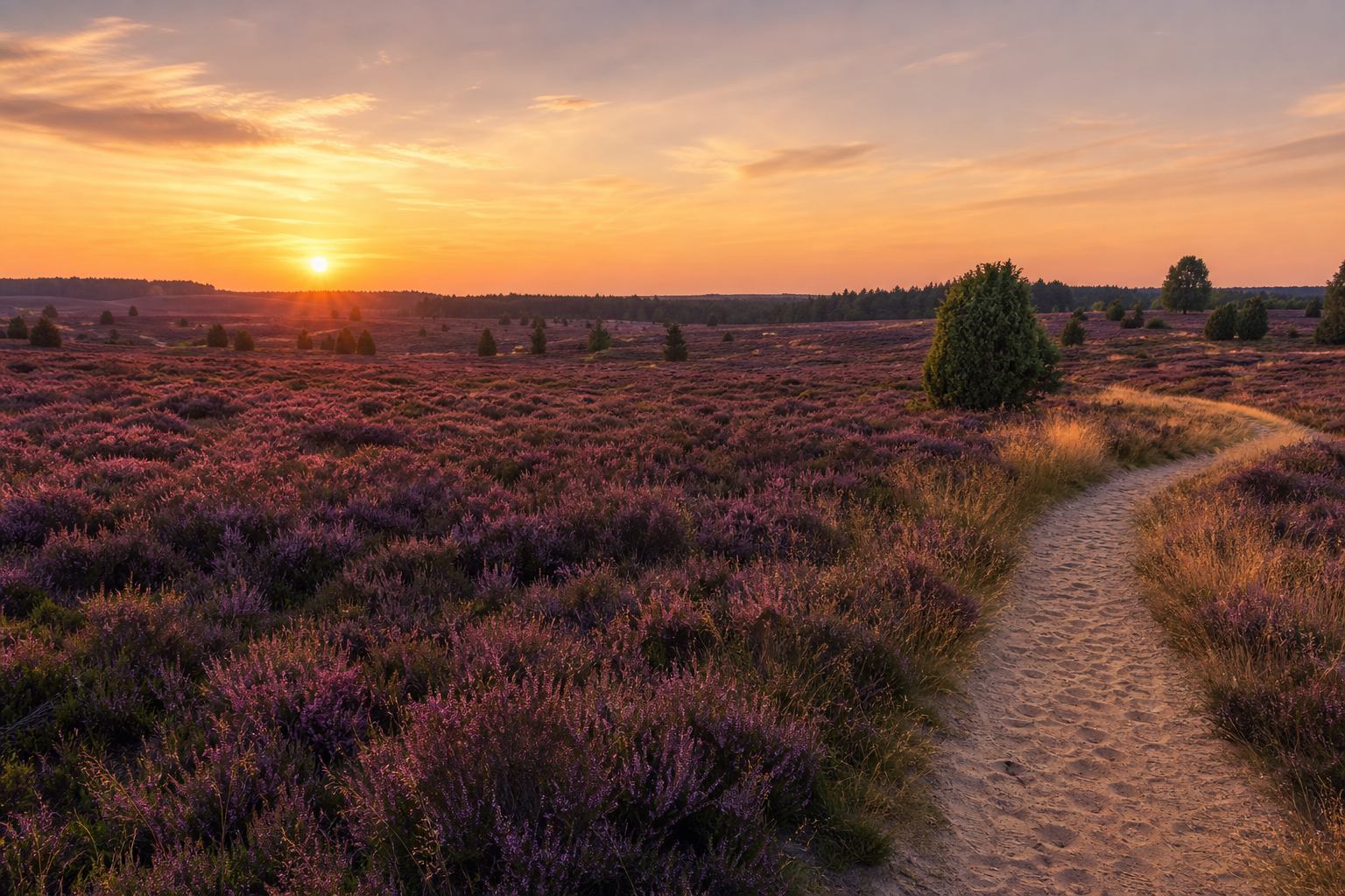 Panorama der Augustblüte in der Lüneburger Heide
